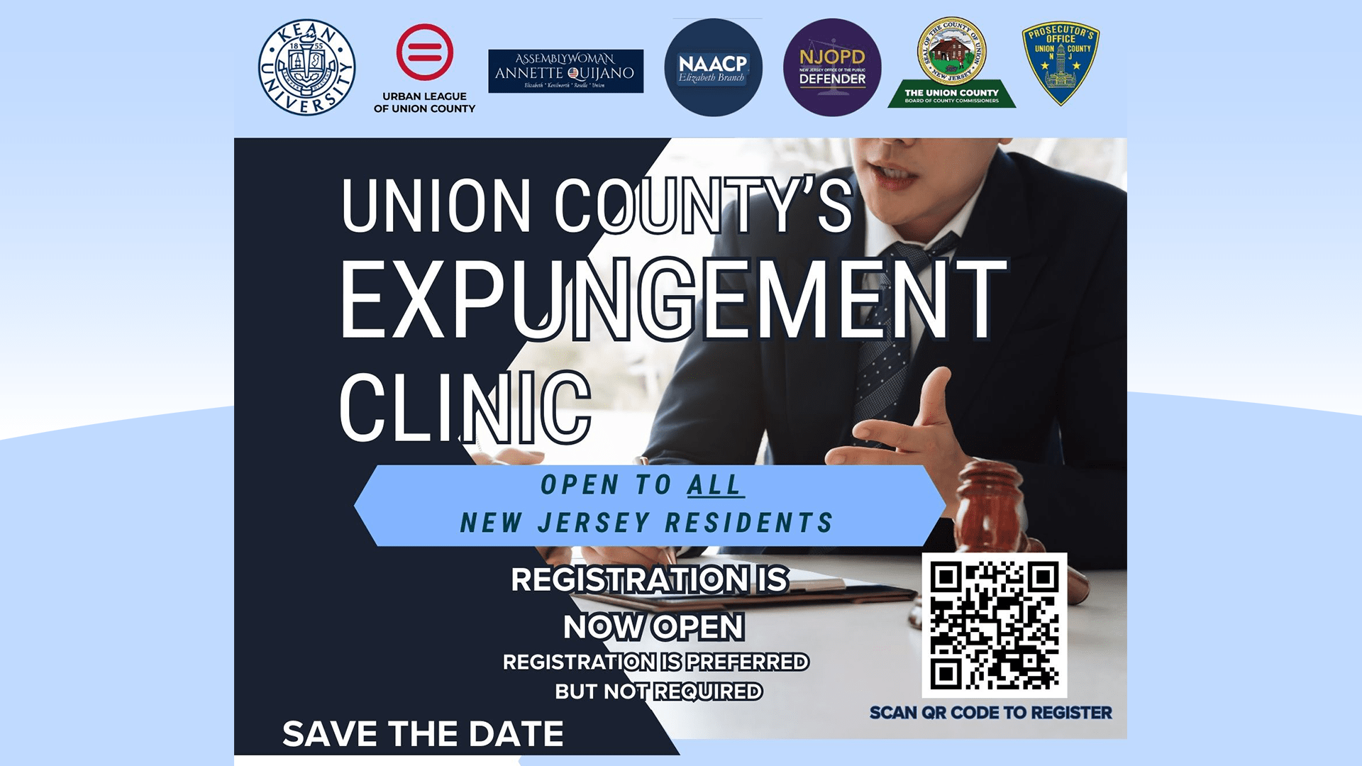 Union County Expungement Clinic at Kean University—registration preferred but not required.