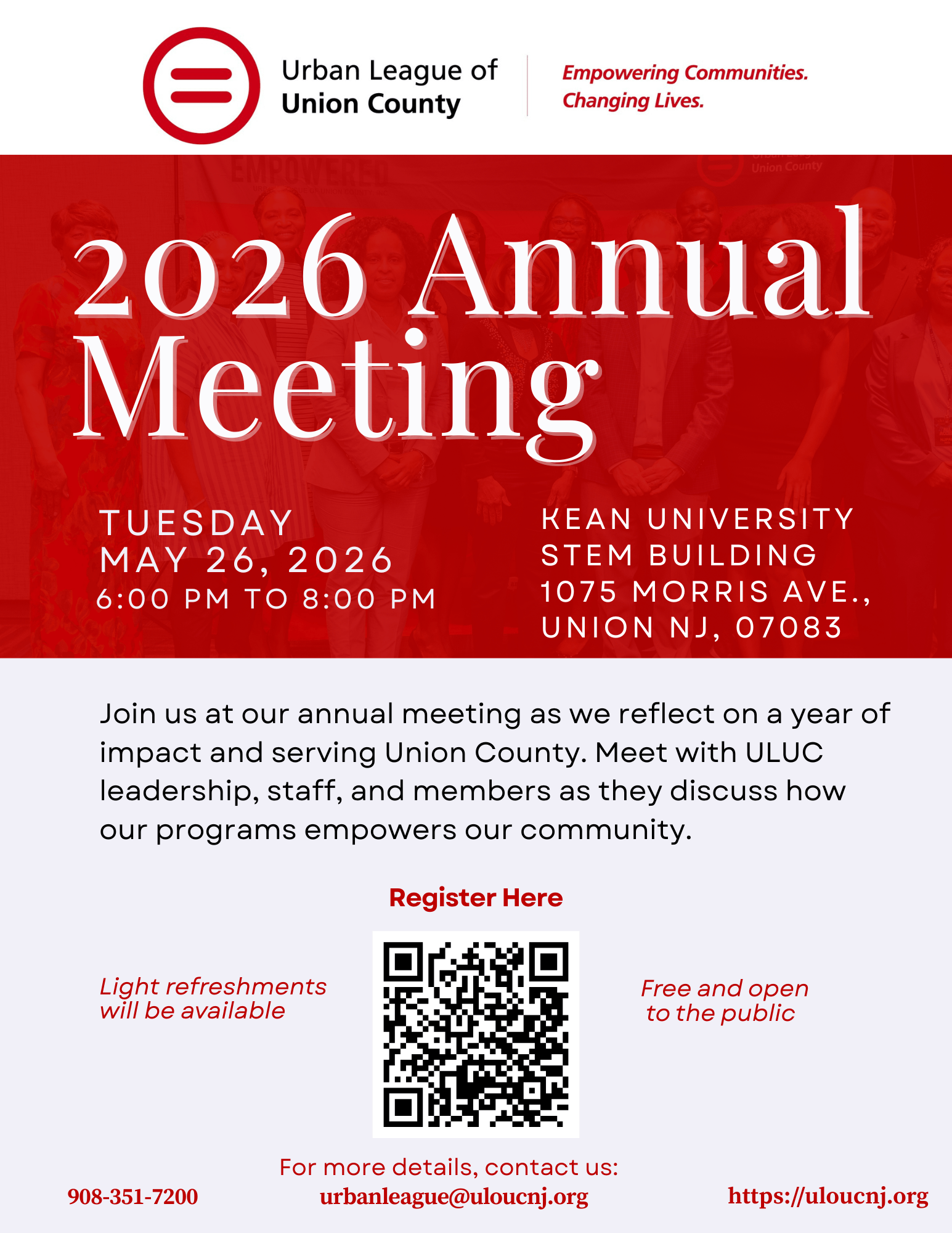 Flyer for the Urban League of Union County 2026 Annual Meeting at Kean University