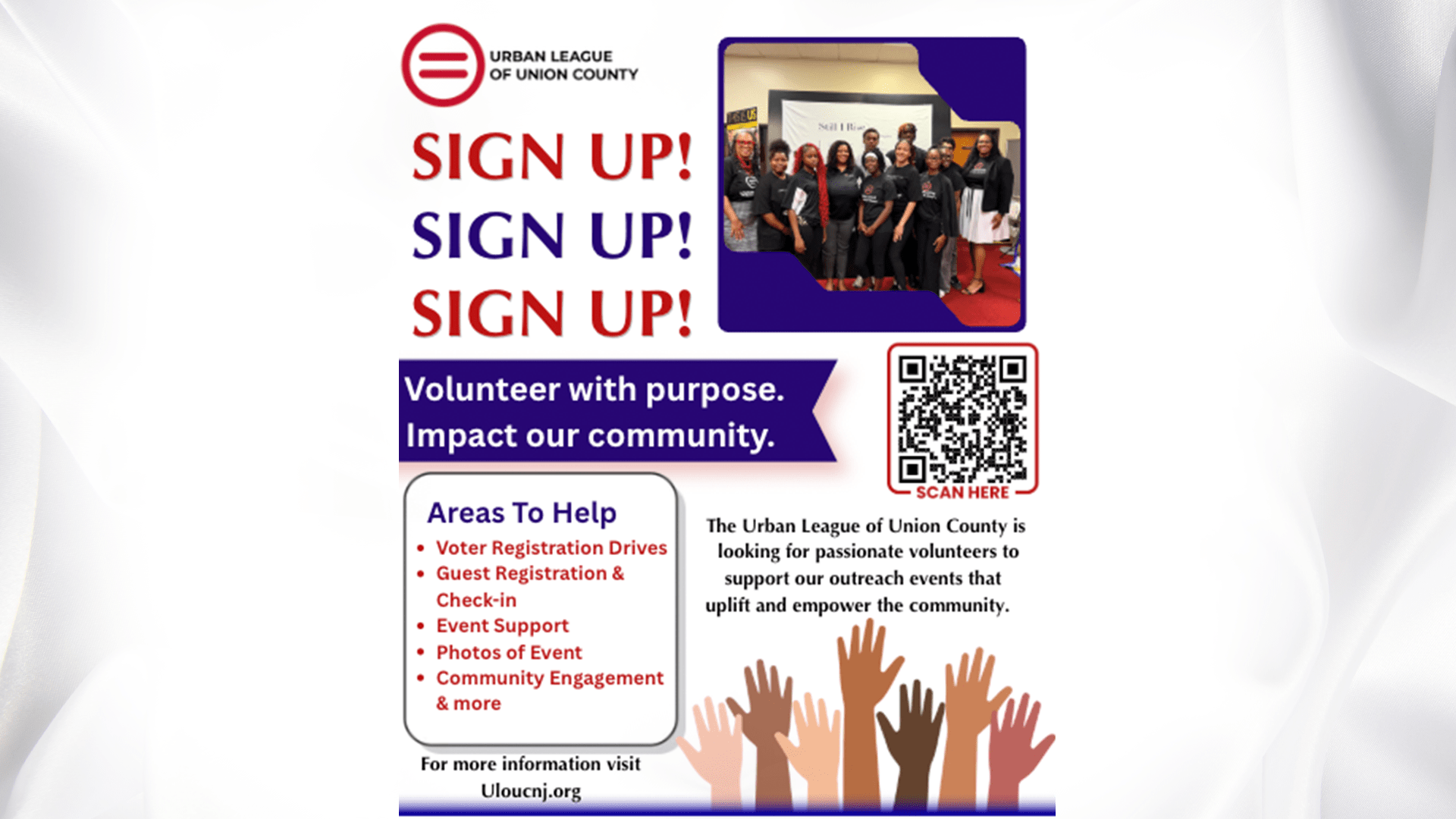 urban-league-union-county-volunteer-opportunities Urban League of Union County volunteers promoting opportunities in voter registration, event support, and community engagement.
